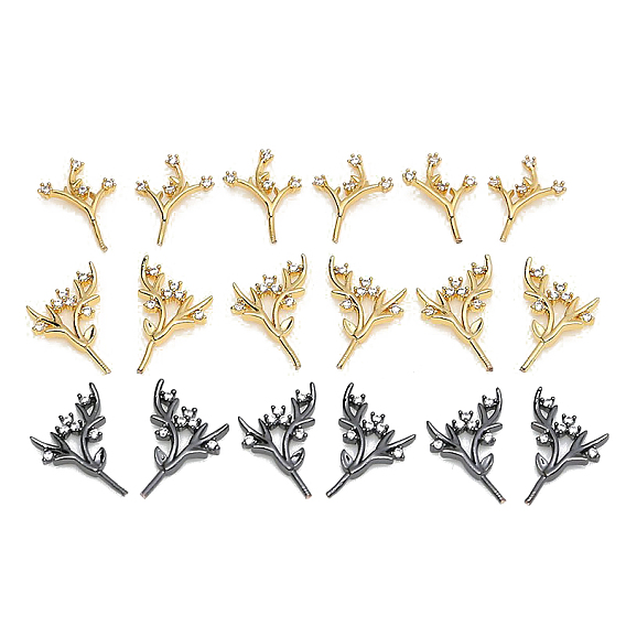 Brass Micro Pave Clear Cubic Zirconia Head Pins, for Ghost Witch Baroque Pearl Making, Antler