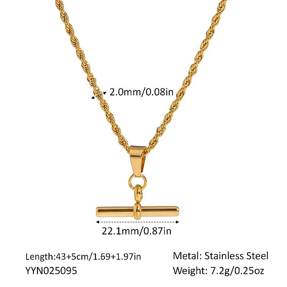 Мужские ожерелья из нержавеющей стали в стиле хип-хоп с подвеской в виде веревки и Т-образной перекладины