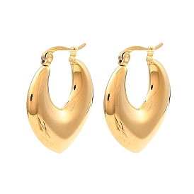 304 Stainless Steel Thick Hoop Earrings for Women, Teardrop