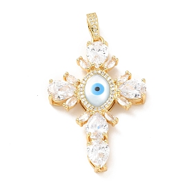 Placage de crémaillère en laiton micro pavé de zircone cubique transparente, avec strass, sans cadmium et sans plomb, plaqué longue durée, croiser avec le mauvais œil