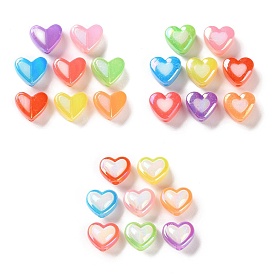 Plating Jelly Acrylic Bead, AB Color Plated, Heart