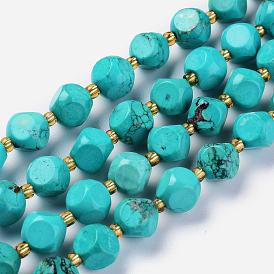 1 Strand Natural Turquoise Beads Strands, with Seed Beads, Six Sided Celestial Dice