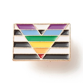 Pride Flag Enamel Pin, Rectangle Iron Enamel Brooch for Backpack Clothes, Light Gold
