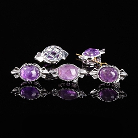 Natural Amethyst Beads, with Alloy Findings, Oval