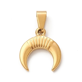Ion Plating(IP) 304 Stainless Steel Pendants, Double Horn/Crescent Moon Charm
