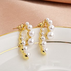 Латунные abc пластиковые искусственные жемчужины круглые висячие серьги-гвоздики