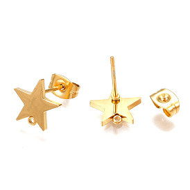 Ионное покрытие (ip) 304 детали серьги-гвоздики из нержавеющей стали, звезда