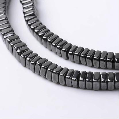 Non-Magnetic Synthetic Hematite Beads Strands, Square Heishi Beads, 4x4x2mm, Hole: 1mm, about 210pcs/strand, 15.7 inch
