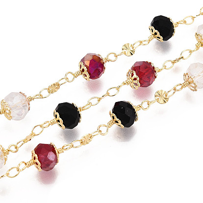 Цепочки ручной работы из латуни и стеклянных бусин, с катушкой, пайки, реальный 18 k позолоченный