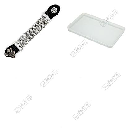 5Pcs Iron & Imitation Leather Waistcoat Extension Chain, Punk Style Decoration, Platinum