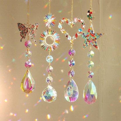 Украшения из сплава стразов, стеклянные каплевидные кисточки-ловцы солнца для садовых наружных подвесных украшений