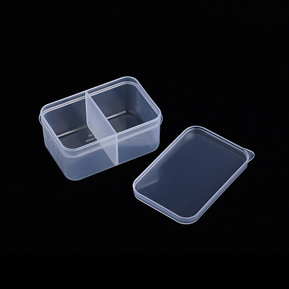 Polypropylene(PP) Bead Storage Container, 2 Compartment Organizer Boxes, with Lid, Rectangle