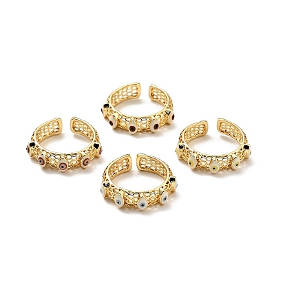 Эмалированное кольцо-манжета с конским глазом, настоящие позолоченные украшения из латуни для женщин, без кадмия и без свинца