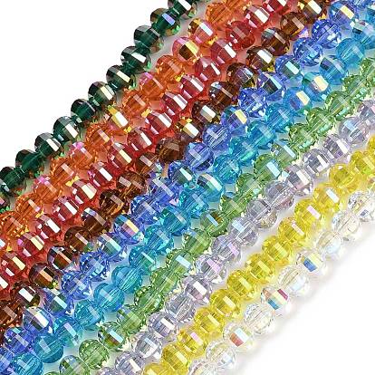 Гальванизируйте прозрачное стекло бисер нитей, тыква, граненые, с покрытием AB цвета