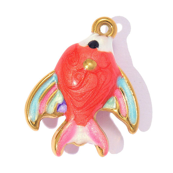 304 нержавеющая сталь с эмалевыми подвесками, ионное покрытие (ip), рыбы прелести, ручная полировка, красочный