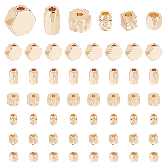 60 шт. 6 стили латунные бусины-проставки, разнообразные