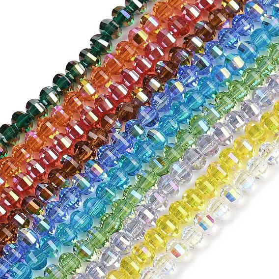 Гальванизируйте прозрачное стекло бисер нитей, тыква, граненые, с покрытием AB цвета