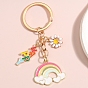 Zinc Alloy Enamel Keychain, Rainbow Metal Key Rings