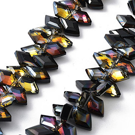 Electroplate Rhombus Glass Beads Strands, Faceted