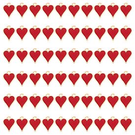 60шт. подвески из сплава с покрытием ствола, с эмалью, без кадмия, без никеля и без свинца, сердце, золотой свет