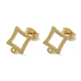 Ion Plating(IP) 304 Stainless Steel Stud Earring Findings, Square