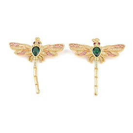 Осенняя тема латунные подвески с микропаве и фианитами, с эмалью и кольцами для прыжков, долговечный, стрекоза