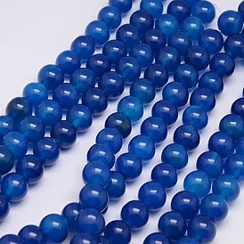 Natural Agate Beads Strands, Green Onyx, Dyed, Round, 14mm, Hole: 1.5mm