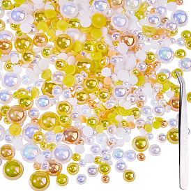 1 набор полукруглых кабошонов для сумок, включая кабошоны из искусственной жемчужной смолы, кабошоны из граненого стекла со стразами и пластиковые кабошоны, 1Железные пинцеты для ПК