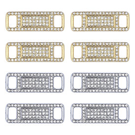 8 шт. 2 цвета, пряжка для шнурков из сплава со стразами, украшения для обуви, прямоугольные