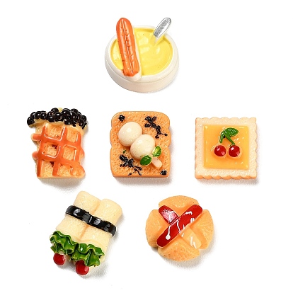 Opaque Resin Imitation Breakfast Cabochons, Mixed Shapes