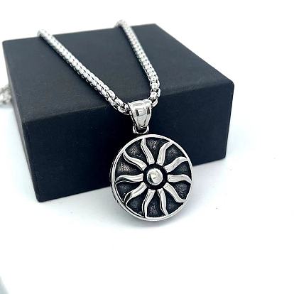 Винтажный кулон в виде подсолнуха 304 ожерелья из нержавеющей стали для женщин и мужчин, не тускнеет