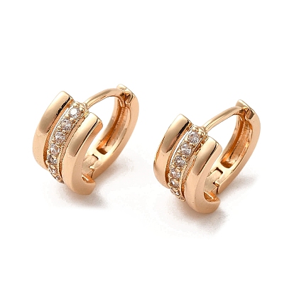 Micro cuivres ouvrent zircons boucles d'oreilles, rectangle