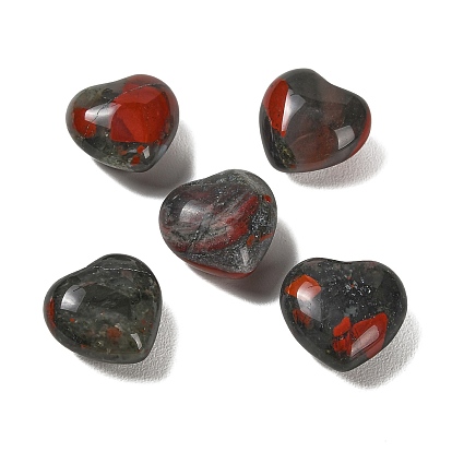 Natural African Bloodstone  Heart Love Stone, Healing Pocket Palm Stone for Reiki Balancing