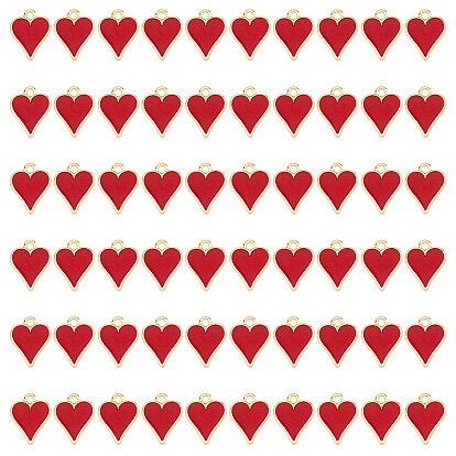 60шт. подвески из сплава с покрытием ствола, с эмалью, без кадмия, без никеля и без свинца, сердце, золотой свет