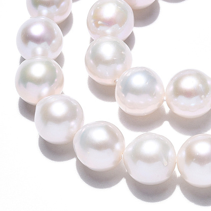 Natural Baroque Pearl Keshi Pearl Beads Strands, Cultured Freshwater Pearl, Round