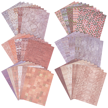 6 Sets 6 Styles Paper Picture Stickers, Rectangle, Landscape Design and Journal Decoration