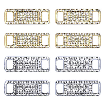 8 шт. 2 цвета, пряжка для шнурков из сплава со стразами, украшения для обуви, прямоугольные