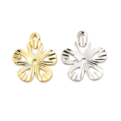 Rack Plating Brass Pendants, Long-Lasting Plated, Flower Charm