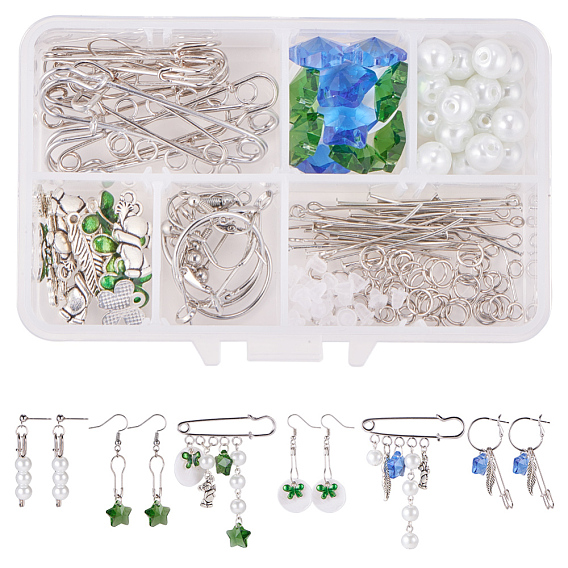 DIY Brooch Making, with Iron Brooch Findings, Shell Pendants, Alloy Enamel Charms, Glass, Jump Ring and Brass Earring Hooks