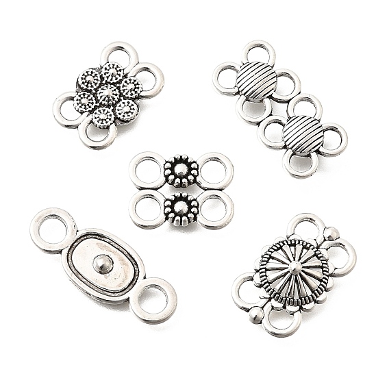 Тибетские звенья из сплава, соединительные подвески, античное серебро, плоские круглые цветок