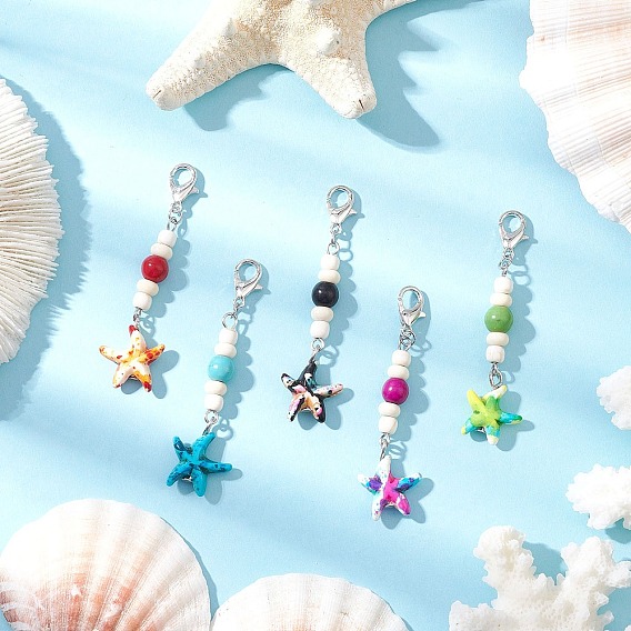 Синтетические бирюзовые подвески, с цинковым сплавом застежками омаров коготь