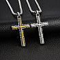Religion 304 Stainless Steel Hammered Textured Cross Pendant Necklaces