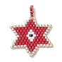Handmade MIYUKI Delica Seed Loom Pattern, Hexagram with Evil Eye Pendant