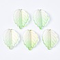 Two Tone Spray Painted Glass Pendants, with Glitter Gold Powder, Leaf