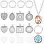 DIY Pendant Making Kits, Including Alloy Pendant Cabochon Settings, Glass Cabochons, 304 Stainless Steel Split Key Rings