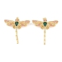 Осенняя тема латунные подвески с микропаве и фианитами, с эмалью и кольцами для прыжков, долговечный, стрекоза