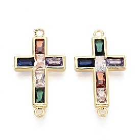 Латунные звенья с цветными кубическими циркониями, инкрустированные бриллиантами., Религиозные подвески с крестообразным соединителем