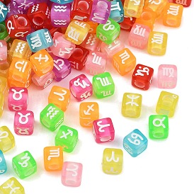 Непрозрачные акриловые бусины, куб с созвездием