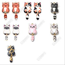14 piezas 7 colores colgantes de aleación de esmalte, dorado, amuleto de gato