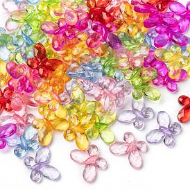 Transparent Acrylic Beads, Faceted, Butterfly, 17x13x5mm, Hole: 2mm